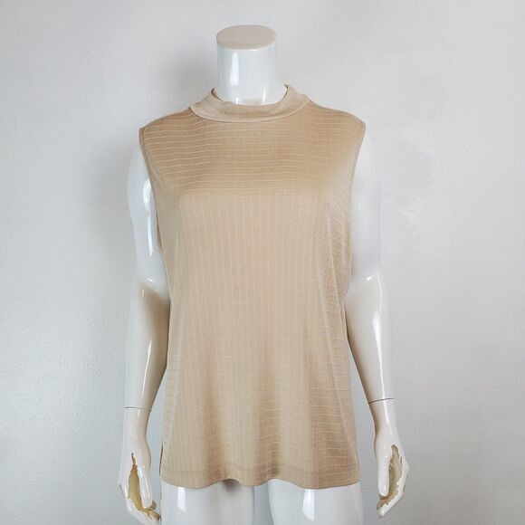 Vintage 90's Linden Hill Beige Mockneck Tank Top - Picture 1 of 6